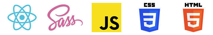 React.js, Sass, JavaScript, CSS3, HTML5